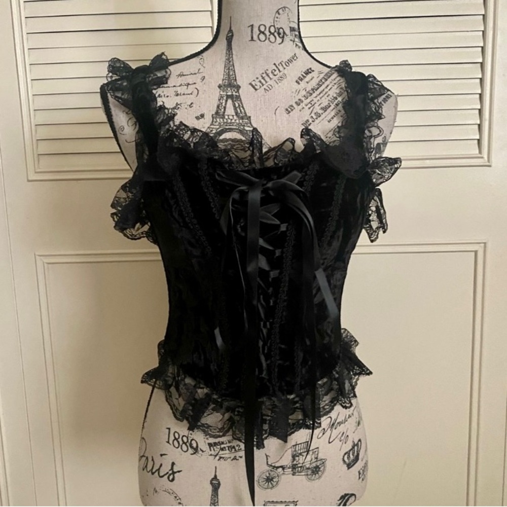 Black velvet corset top